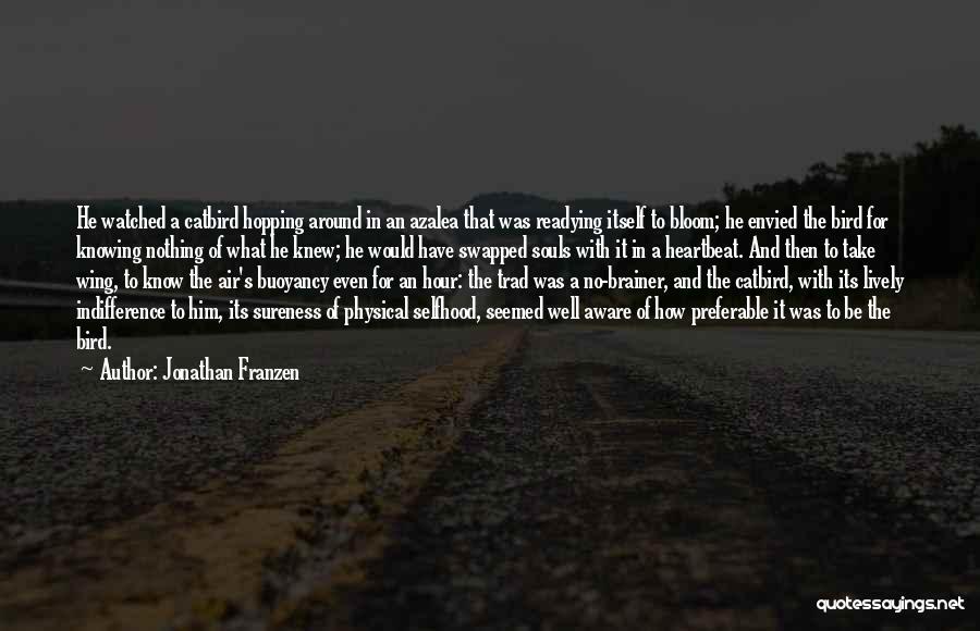 Jonathan Franzen Quotes: He Watched A Catbird Hopping Around In An Azalea That Was Readying Itself To Bloom; He Envied The Bird For