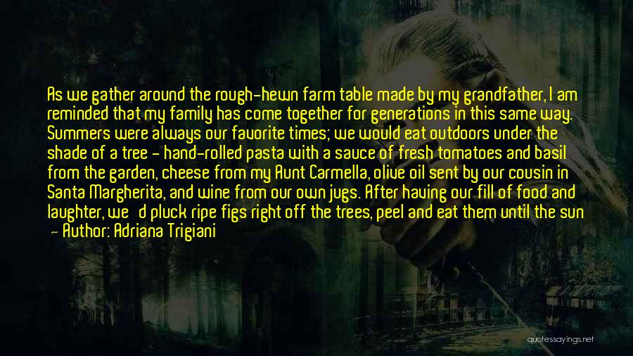 Adriana Trigiani Quotes: As We Gather Around The Rough-hewn Farm Table Made By My Grandfather, I Am Reminded That My Family Has Come