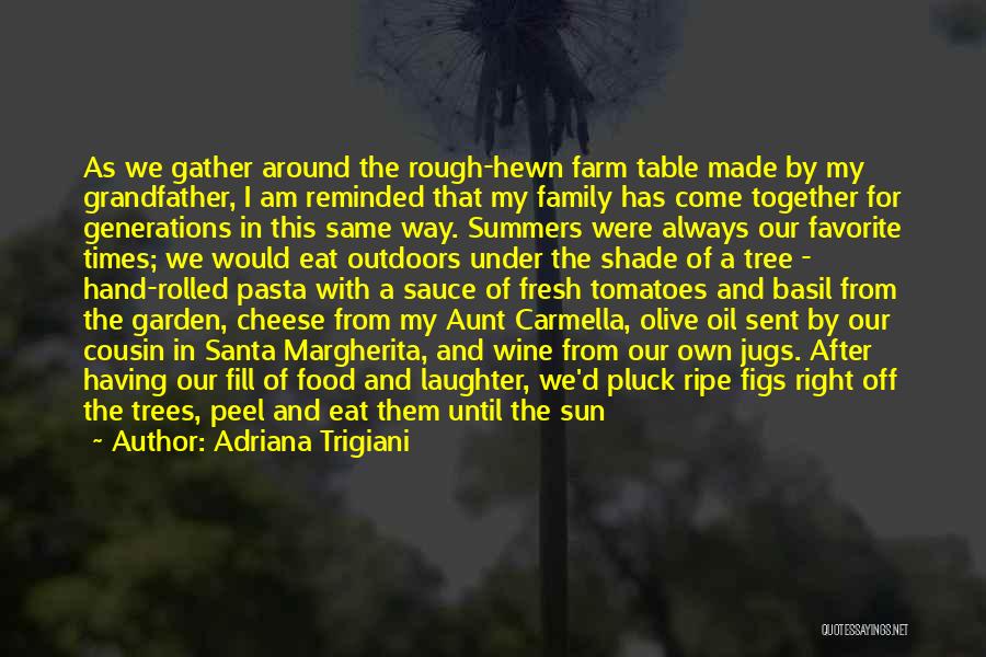 Adriana Trigiani Quotes: As We Gather Around The Rough-hewn Farm Table Made By My Grandfather, I Am Reminded That My Family Has Come