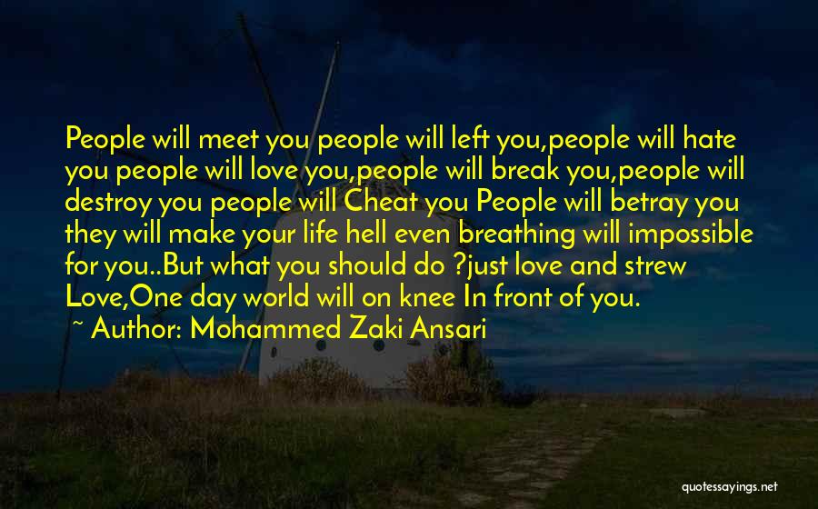 Mohammed Zaki Ansari Quotes: People Will Meet You People Will Left You,people Will Hate You People Will Love You,people Will Break You,people Will Destroy