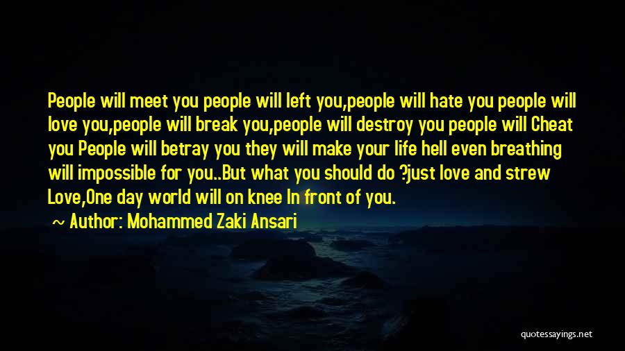 Mohammed Zaki Ansari Quotes: People Will Meet You People Will Left You,people Will Hate You People Will Love You,people Will Break You,people Will Destroy