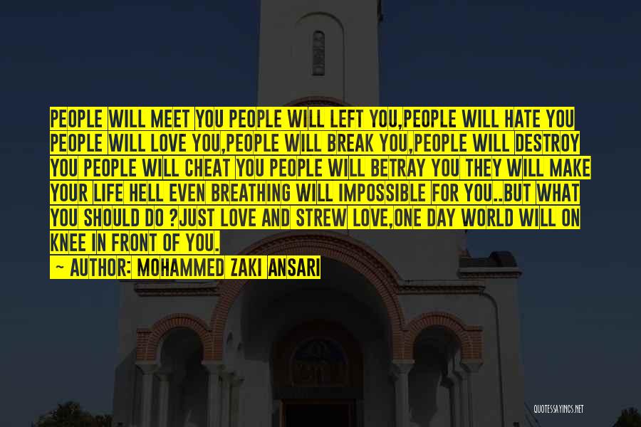 Mohammed Zaki Ansari Quotes: People Will Meet You People Will Left You,people Will Hate You People Will Love You,people Will Break You,people Will Destroy