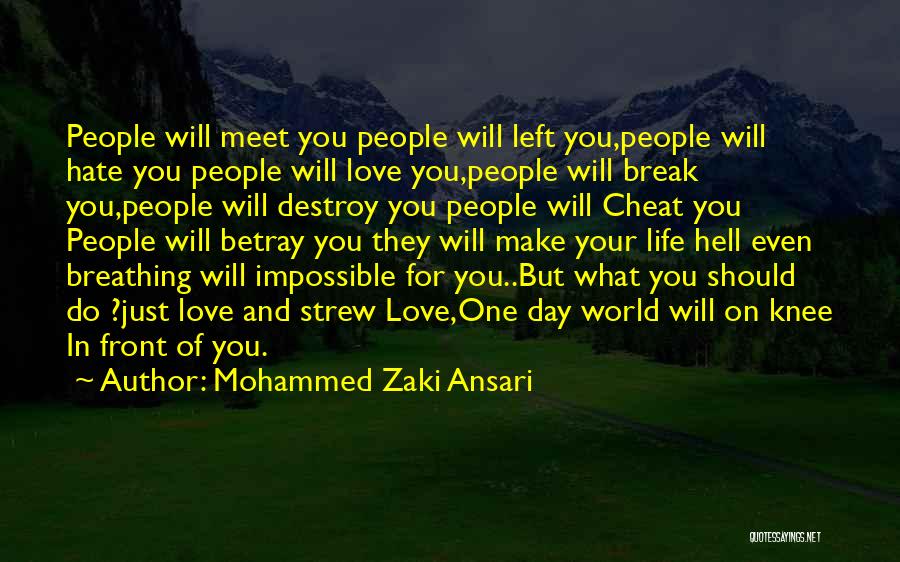 Mohammed Zaki Ansari Quotes: People Will Meet You People Will Left You,people Will Hate You People Will Love You,people Will Break You,people Will Destroy