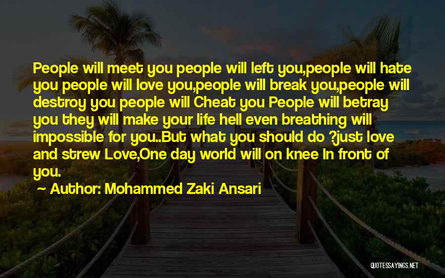 Mohammed Zaki Ansari Quotes: People Will Meet You People Will Left You,people Will Hate You People Will Love You,people Will Break You,people Will Destroy
