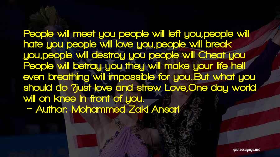 Mohammed Zaki Ansari Quotes: People Will Meet You People Will Left You,people Will Hate You People Will Love You,people Will Break You,people Will Destroy