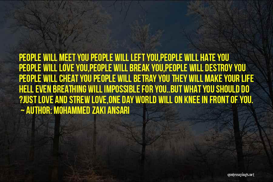 Mohammed Zaki Ansari Quotes: People Will Meet You People Will Left You,people Will Hate You People Will Love You,people Will Break You,people Will Destroy