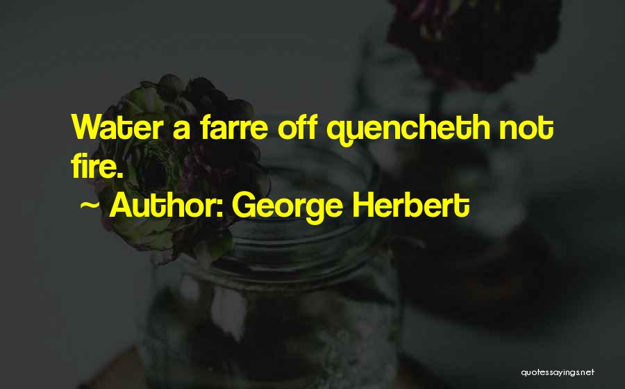 George Herbert Quotes: Water A Farre Off Quencheth Not Fire.