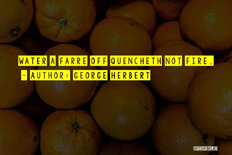 George Herbert Quotes: Water A Farre Off Quencheth Not Fire.