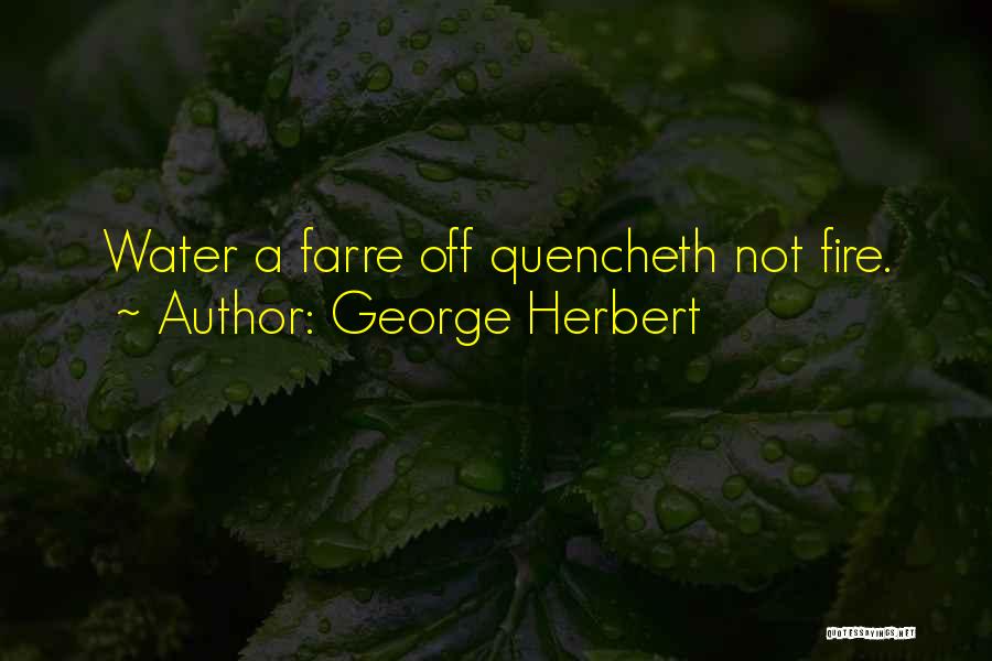 George Herbert Quotes: Water A Farre Off Quencheth Not Fire.