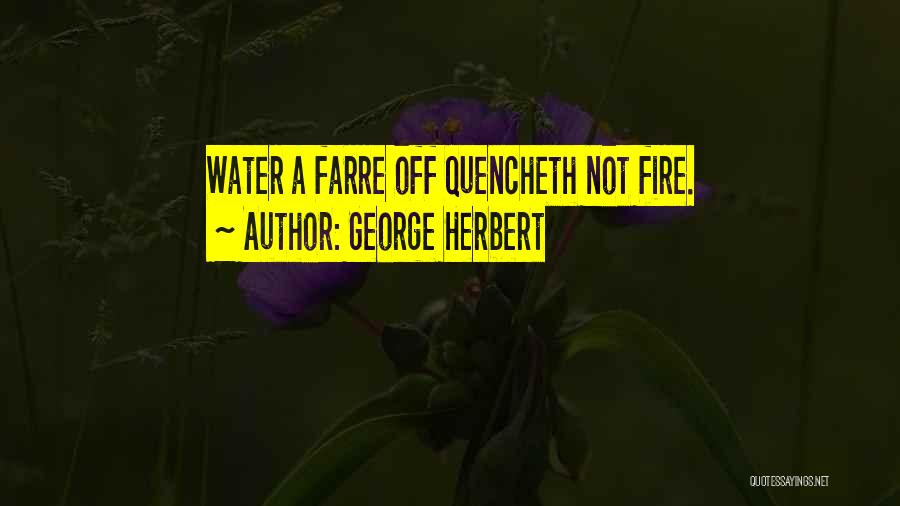George Herbert Quotes: Water A Farre Off Quencheth Not Fire.