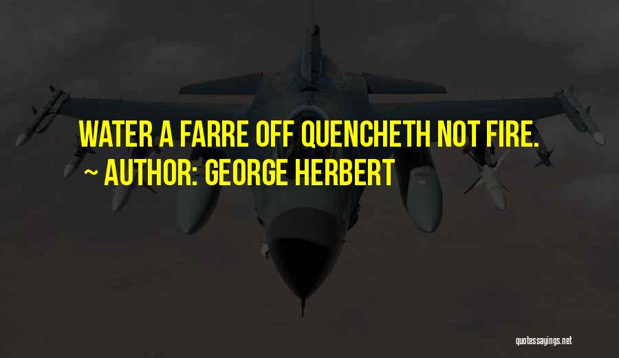 George Herbert Quotes: Water A Farre Off Quencheth Not Fire.