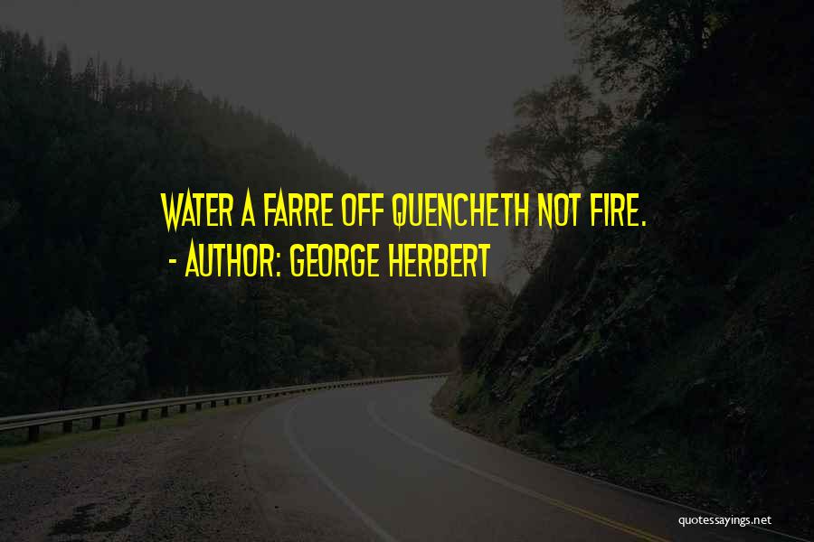 George Herbert Quotes: Water A Farre Off Quencheth Not Fire.