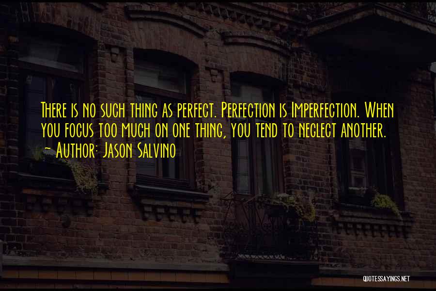 Jason Salvino Quotes: There Is No Such Thing As Perfect. Perfection Is Imperfection. When You Focus Too Much On One Thing, You Tend