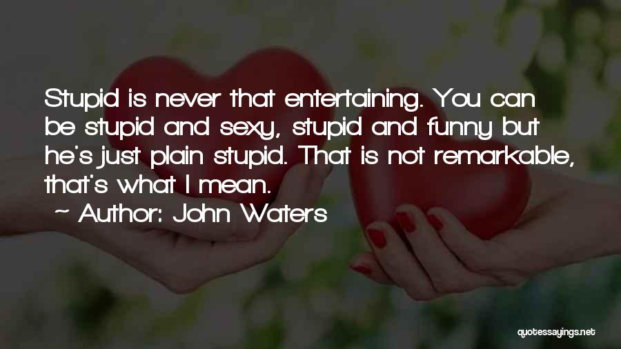 John Waters Quotes: Stupid Is Never That Entertaining. You Can Be Stupid And Sexy, Stupid And Funny But He's Just Plain Stupid. That