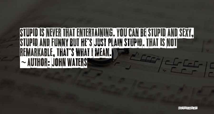 John Waters Quotes: Stupid Is Never That Entertaining. You Can Be Stupid And Sexy, Stupid And Funny But He's Just Plain Stupid. That