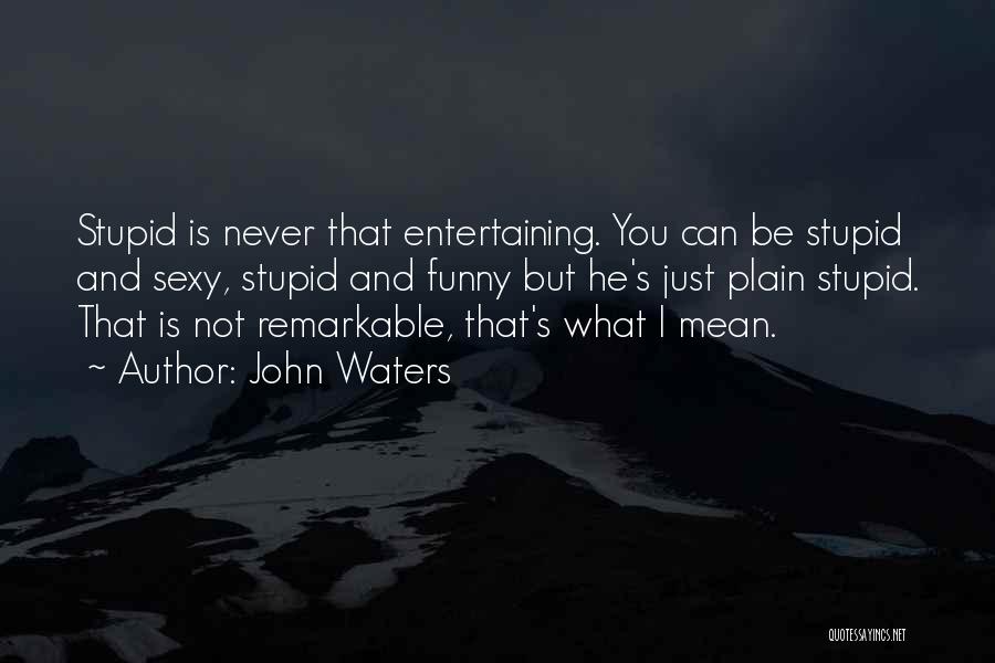 John Waters Quotes: Stupid Is Never That Entertaining. You Can Be Stupid And Sexy, Stupid And Funny But He's Just Plain Stupid. That