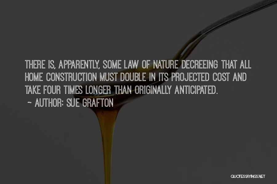 Sue Grafton Quotes: There Is, Apparently, Some Law Of Nature Decreeing That All Home Construction Must Double In Its Projected Cost And Take