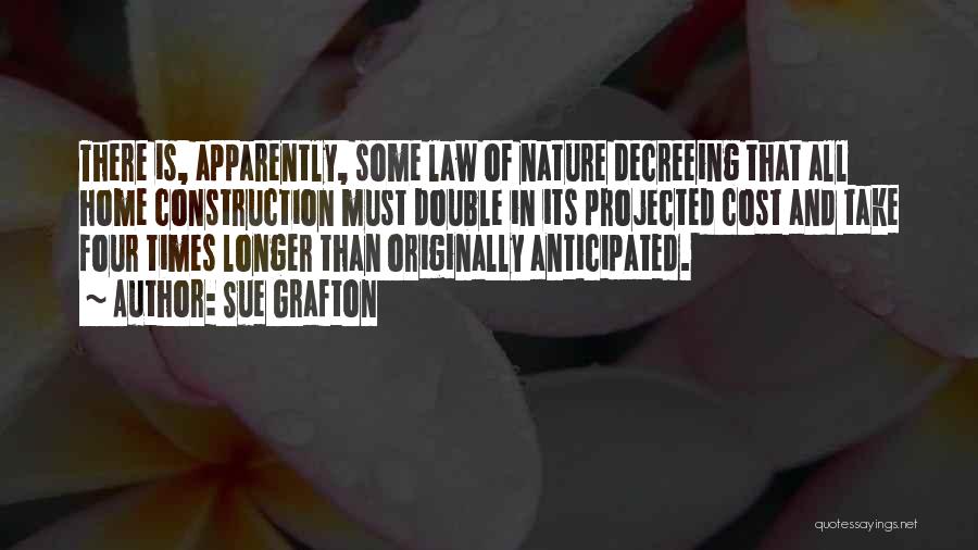 Sue Grafton Quotes: There Is, Apparently, Some Law Of Nature Decreeing That All Home Construction Must Double In Its Projected Cost And Take