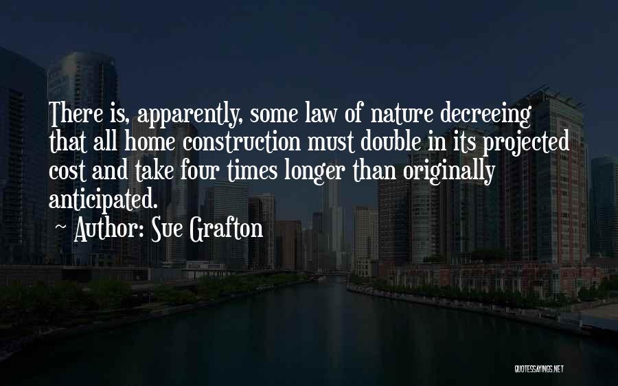 Sue Grafton Quotes: There Is, Apparently, Some Law Of Nature Decreeing That All Home Construction Must Double In Its Projected Cost And Take