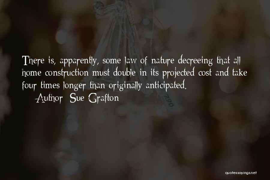 Sue Grafton Quotes: There Is, Apparently, Some Law Of Nature Decreeing That All Home Construction Must Double In Its Projected Cost And Take