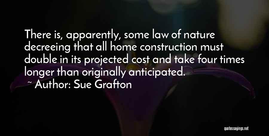 Sue Grafton Quotes: There Is, Apparently, Some Law Of Nature Decreeing That All Home Construction Must Double In Its Projected Cost And Take