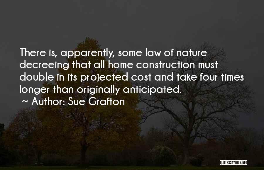 Sue Grafton Quotes: There Is, Apparently, Some Law Of Nature Decreeing That All Home Construction Must Double In Its Projected Cost And Take