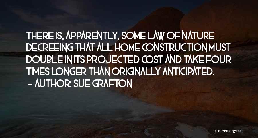 Sue Grafton Quotes: There Is, Apparently, Some Law Of Nature Decreeing That All Home Construction Must Double In Its Projected Cost And Take