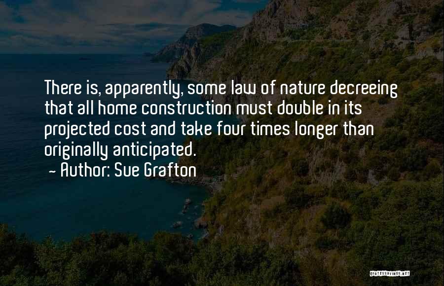 Sue Grafton Quotes: There Is, Apparently, Some Law Of Nature Decreeing That All Home Construction Must Double In Its Projected Cost And Take