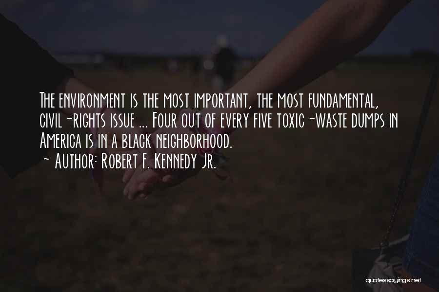 Robert F. Kennedy Jr. Quotes: The Environment Is The Most Important, The Most Fundamental, Civil-rights Issue ... Four Out Of Every Five Toxic-waste Dumps In