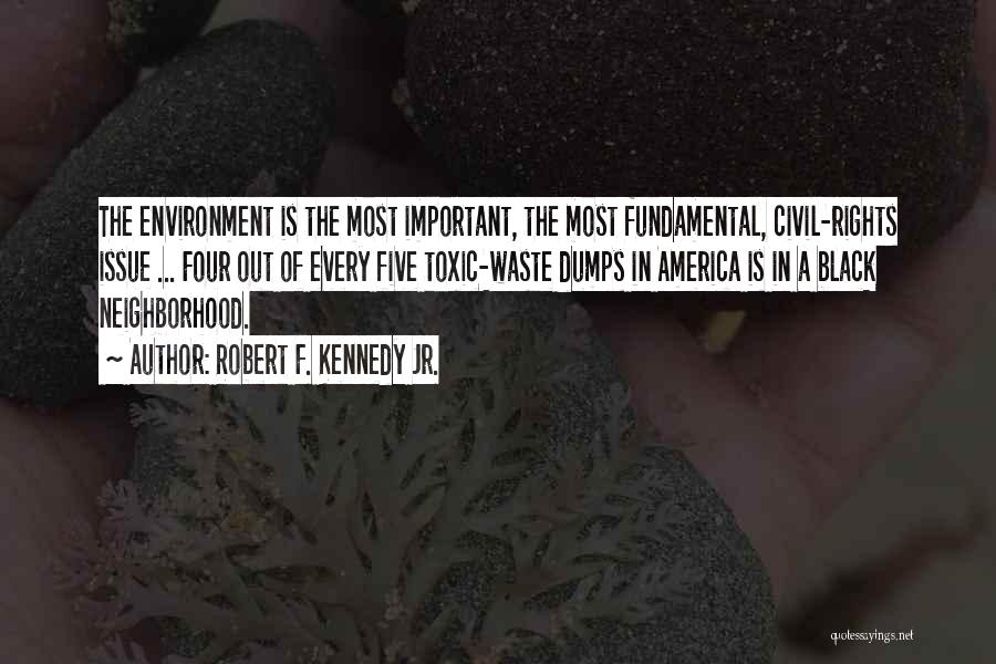 Robert F. Kennedy Jr. Quotes: The Environment Is The Most Important, The Most Fundamental, Civil-rights Issue ... Four Out Of Every Five Toxic-waste Dumps In