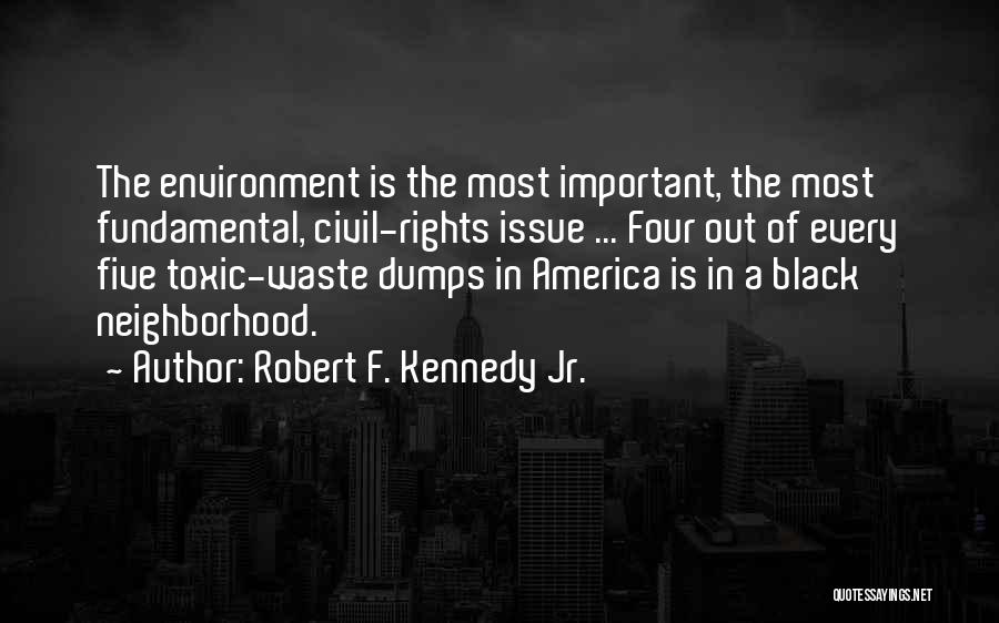 Robert F. Kennedy Jr. Quotes: The Environment Is The Most Important, The Most Fundamental, Civil-rights Issue ... Four Out Of Every Five Toxic-waste Dumps In