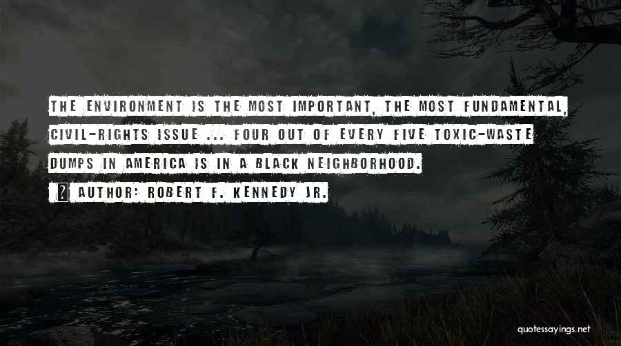 Robert F. Kennedy Jr. Quotes: The Environment Is The Most Important, The Most Fundamental, Civil-rights Issue ... Four Out Of Every Five Toxic-waste Dumps In