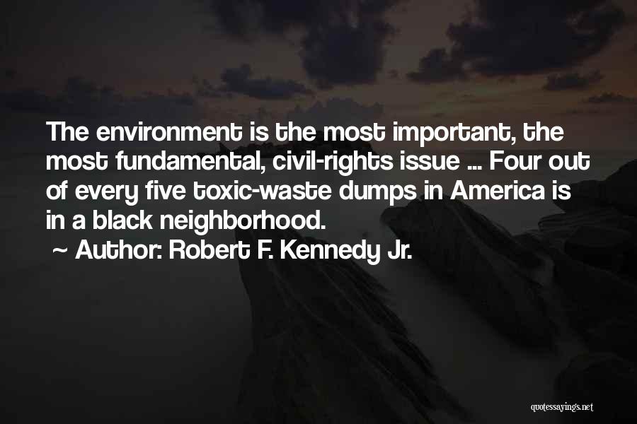 Robert F. Kennedy Jr. Quotes: The Environment Is The Most Important, The Most Fundamental, Civil-rights Issue ... Four Out Of Every Five Toxic-waste Dumps In