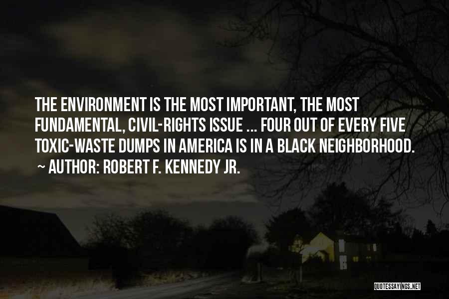 Robert F. Kennedy Jr. Quotes: The Environment Is The Most Important, The Most Fundamental, Civil-rights Issue ... Four Out Of Every Five Toxic-waste Dumps In