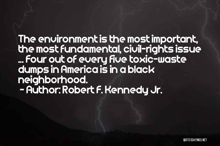 Robert F. Kennedy Jr. Quotes: The Environment Is The Most Important, The Most Fundamental, Civil-rights Issue ... Four Out Of Every Five Toxic-waste Dumps In