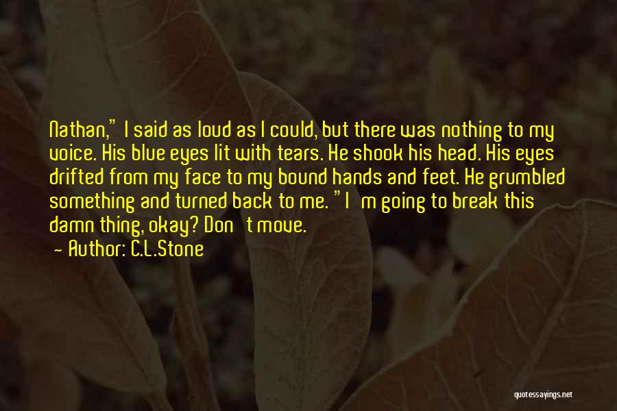 C.L.Stone Quotes: Nathan, I Said As Loud As I Could, But There Was Nothing To My Voice. His Blue Eyes Lit With