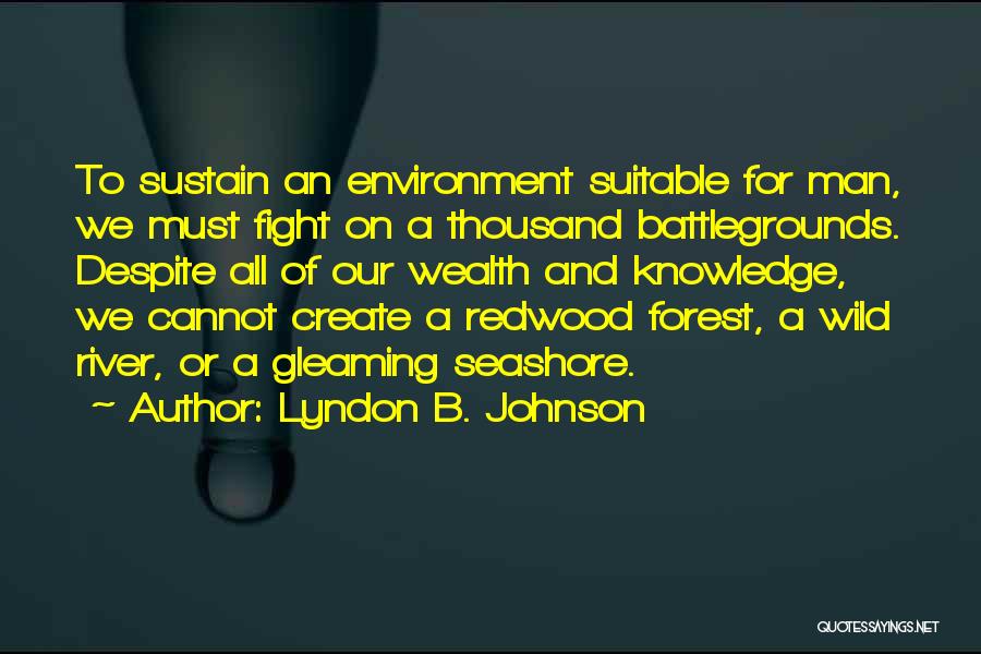 Lyndon B. Johnson Quotes: To Sustain An Environment Suitable For Man, We Must Fight On A Thousand Battlegrounds. Despite All Of Our Wealth And