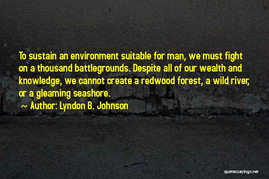 Lyndon B. Johnson Quotes: To Sustain An Environment Suitable For Man, We Must Fight On A Thousand Battlegrounds. Despite All Of Our Wealth And