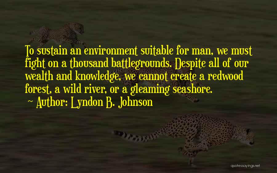 Lyndon B. Johnson Quotes: To Sustain An Environment Suitable For Man, We Must Fight On A Thousand Battlegrounds. Despite All Of Our Wealth And