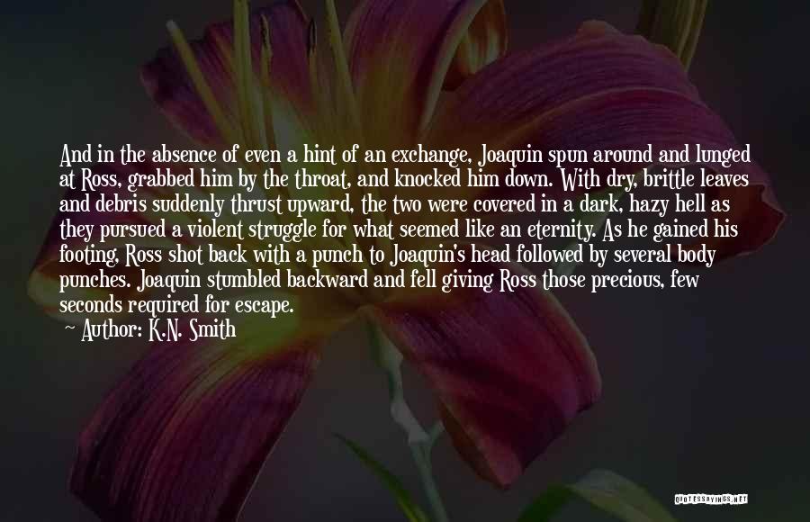 K.N. Smith Quotes: And In The Absence Of Even A Hint Of An Exchange, Joaquin Spun Around And Lunged At Ross, Grabbed Him