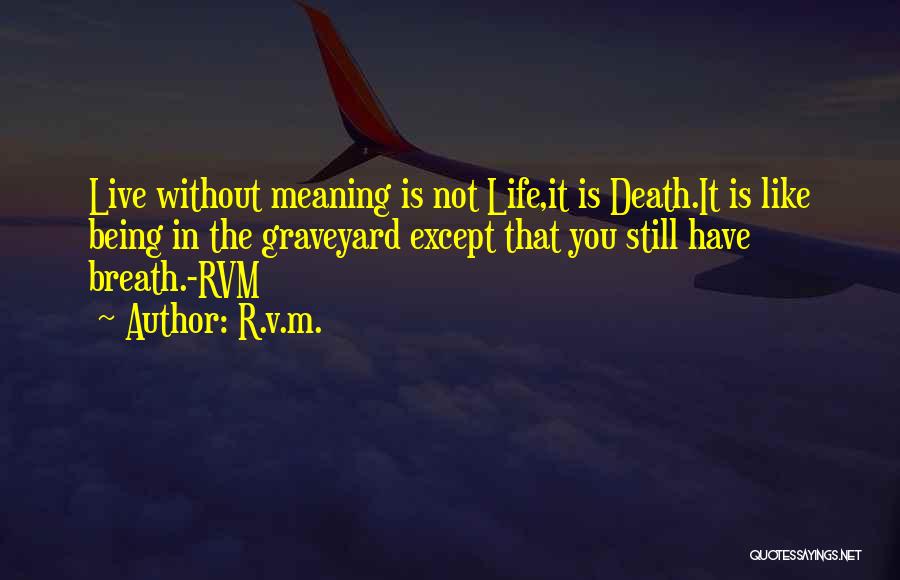 R.v.m. Quotes: Live Without Meaning Is Not Life,it Is Death.it Is Like Being In The Graveyard Except That You Still Have Breath.-rvm