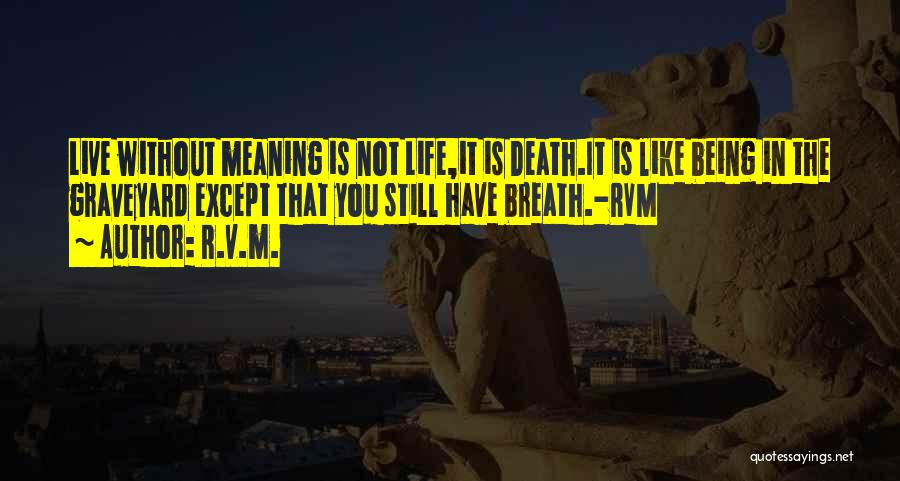 R.v.m. Quotes: Live Without Meaning Is Not Life,it Is Death.it Is Like Being In The Graveyard Except That You Still Have Breath.-rvm