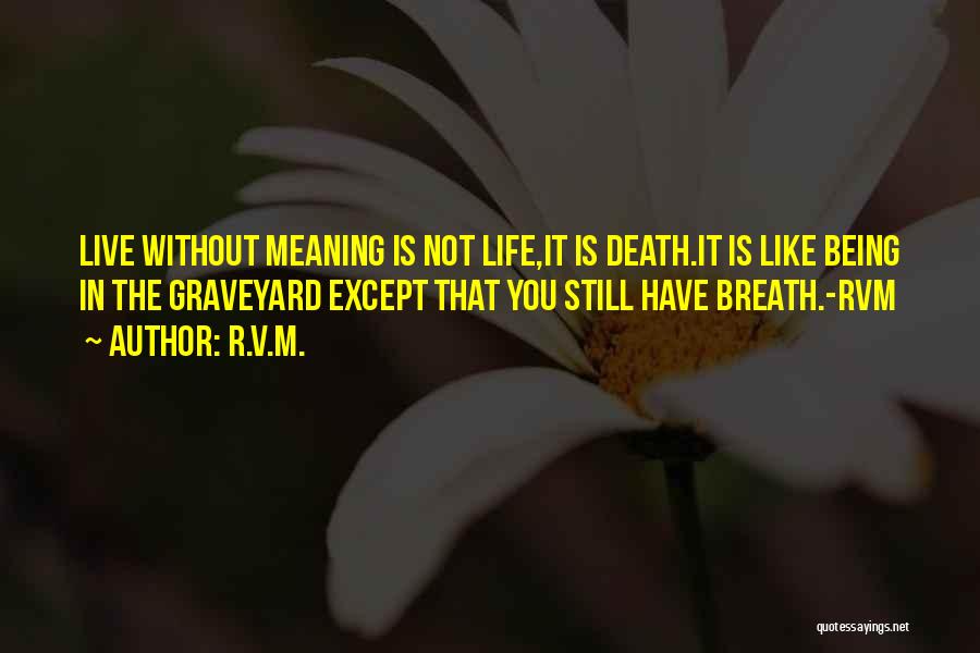 R.v.m. Quotes: Live Without Meaning Is Not Life,it Is Death.it Is Like Being In The Graveyard Except That You Still Have Breath.-rvm