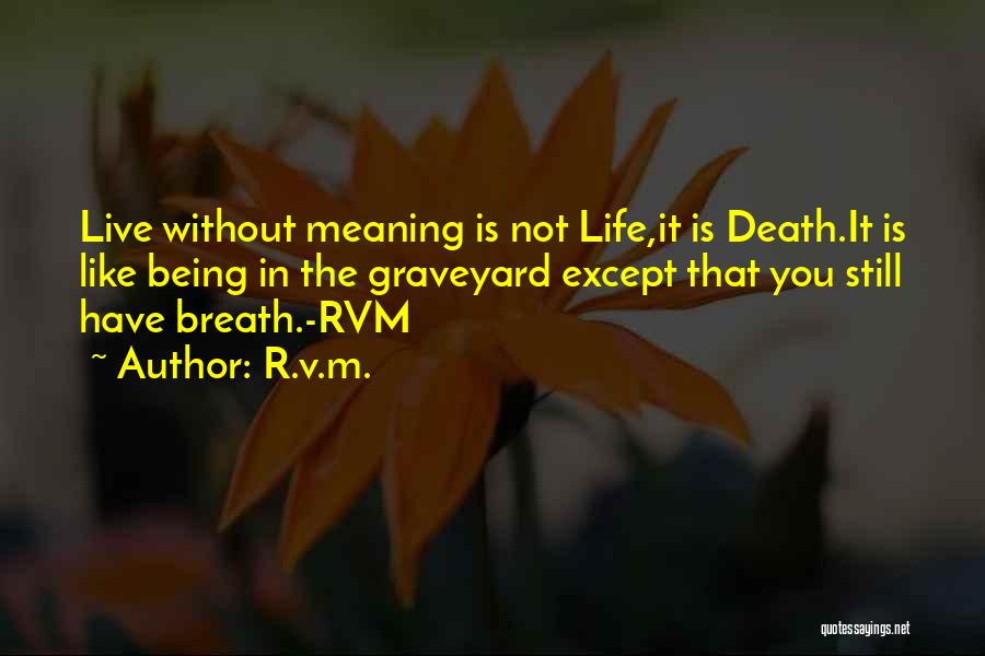 R.v.m. Quotes: Live Without Meaning Is Not Life,it Is Death.it Is Like Being In The Graveyard Except That You Still Have Breath.-rvm