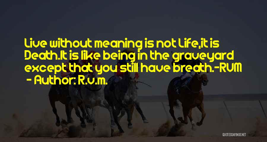 R.v.m. Quotes: Live Without Meaning Is Not Life,it Is Death.it Is Like Being In The Graveyard Except That You Still Have Breath.-rvm