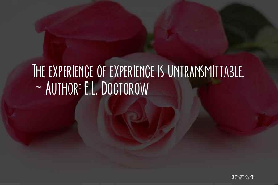 E.L. Doctorow Quotes: The Experience Of Experience Is Untransmittable.