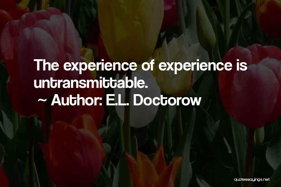 E.L. Doctorow Quotes: The Experience Of Experience Is Untransmittable.