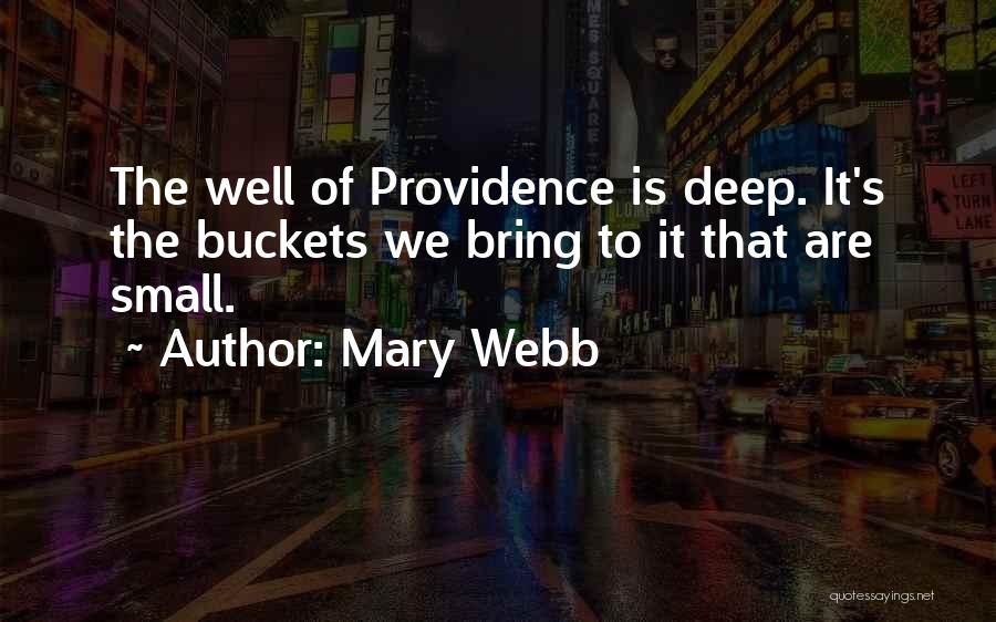 Mary Webb Quotes: The Well Of Providence Is Deep. It's The Buckets We Bring To It That Are Small.