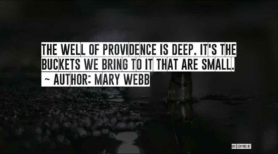 Mary Webb Quotes: The Well Of Providence Is Deep. It's The Buckets We Bring To It That Are Small.