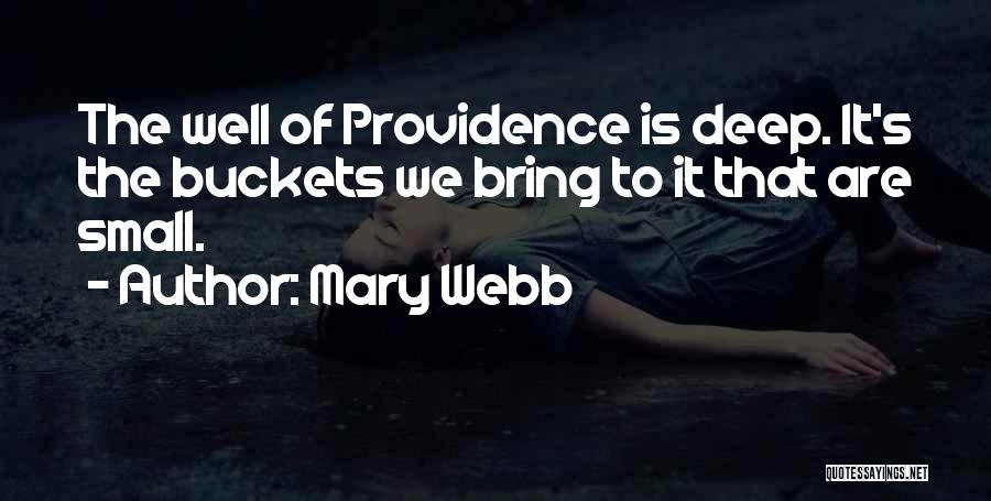 Mary Webb Quotes: The Well Of Providence Is Deep. It's The Buckets We Bring To It That Are Small.